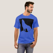 Wolf Howling bij Moon Pop Art Deep Royal Blue T-shirt (Voorkant volledig)