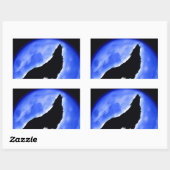 Wolf Howling bij Moon Rechthoekige Sticker (Vel)