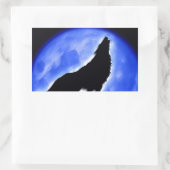 Wolf Howling bij Moon Rechthoekige Sticker (Tas)
