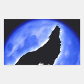 Wolf Howling bij Moon Rechthoekige Sticker (Voorkant)