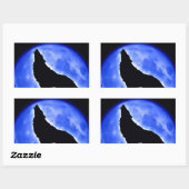 Wolf Howling bij Moon Rechthoekige Sticker (Vel)