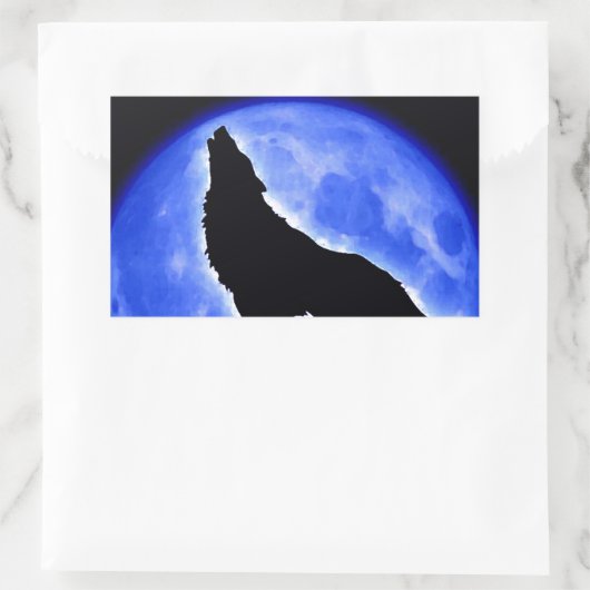 Wolf Howling bij Moon Rechthoekige Sticker (Tas)