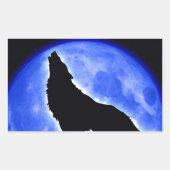 Wolf Howling bij Moon Rechthoekige Sticker (Voorkant)