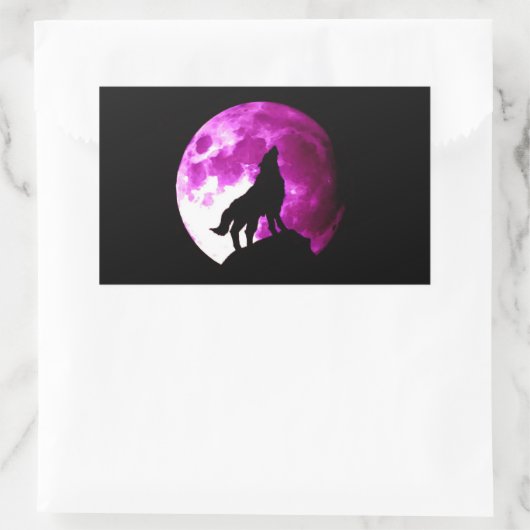 Wolf Howling bij Moon Rectangle Sticker (Tas)