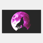 Wolf Howling bij Moon Rectangle Sticker (Voorkant)