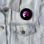 Wolf Howling bij Moon Ronde Button 5,7 Cm (In situ)