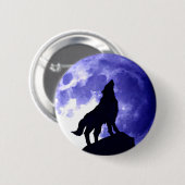 Wolf Howling bij Moon Ronde Button 5,7 Cm (Voorkant /achterkant)