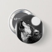 Wolf Howling bij Moon Ronde Button 5,7 Cm (Voorkant /achterkant)