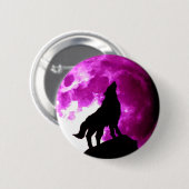 Wolf Howling bij Moon Ronde Button 5,7 Cm (Voorkant /achterkant)
