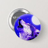 Wolf Howling bij Moon Ronde Button 5,7 Cm (Voorkant /achterkant)