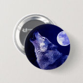 Wolf Howling bij Moon Ronde Button 5,7 Cm (Voorkant /achterkant)