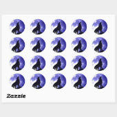 Wolf Howling bij Moon Ronde Sticker (Vel)
