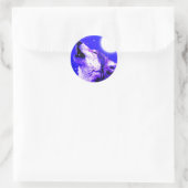 Wolf Howling bij Moon Ronde Sticker (Tas)