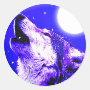 Wolf Howling bij Moon Ronde Sticker