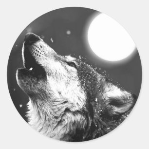 Wolf Howling bij Moon Ronde Sticker