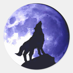 Wolf Howling bij Moon Ronde Sticker