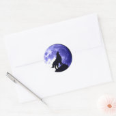 Wolf Howling bij Moon Ronde Sticker (Envelop)