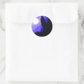 Wolf Howling bij Moon Ronde Sticker (Tas)