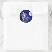 Wolf Howling bij Moon Ronde Sticker (Tas)