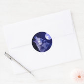 Wolf Howling bij Moon Ronde Sticker (Envelop)