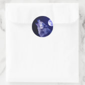 Wolf Howling bij Moon Ronde Sticker (Tas)