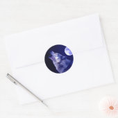 Wolf Howling bij Moon Ronde Sticker (Envelop)