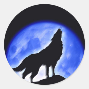 Wolf Howling bij Moon Ronde Sticker