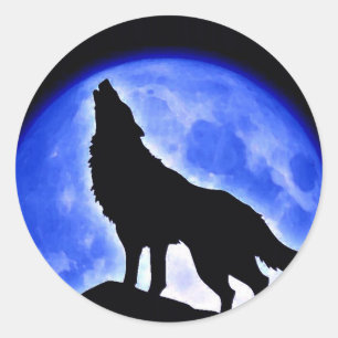 Wolf Howling bij Moon Ronde Sticker