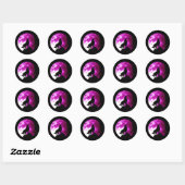 Wolf Howling bij Moon Round Stickers (Vel)