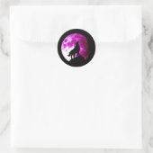 Wolf Howling bij Moon Round Stickers (Tas)