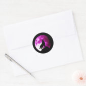 Wolf Howling bij Moon Round Stickers (Envelop)