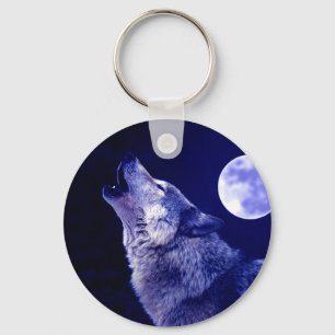 Wolf Howling bij Moon Sleutelhanger