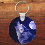 Wolf Howling bij Moon Sleutelhanger (Voorkant)