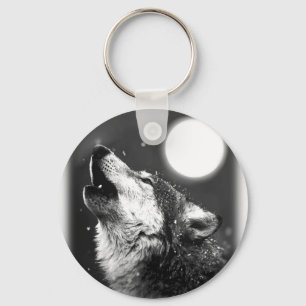 Wolf Howling bij Moon Sleutelhanger