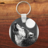 Wolf Howling bij Moon Sleutelhanger (Voorkant)