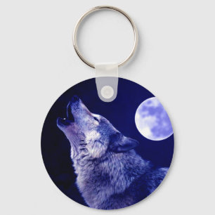 Wolf Howling bij Moon Sleutelhanger