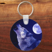 Wolf Howling bij Moon Sleutelhanger (Voorkant)