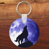 Wolf Howling bij Moon Sleutelhanger (Voorkant)