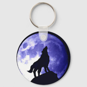 Wolf Howling bij Moon Sleutelhanger
