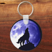 Wolf Howling bij Moon Sleutelhanger (Voorkant)