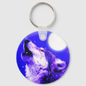 Wolf Howling bij Moon Sleutelhanger (Voorkant)