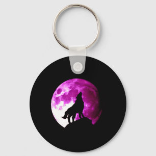 Wolf Howling bij Moon Sleutelhanger