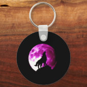 Wolf Howling bij Moon Sleutelhanger (Voorkant)