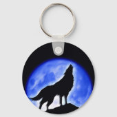Wolf Howling bij Moon Sleutelhanger (Voorkant)