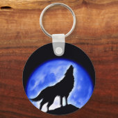 Wolf Howling bij Moon Sleutelhanger (Voorkant)