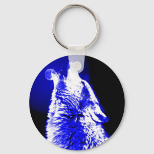 Wolf Howling bij Moon Sleutelhanger