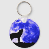 Wolf Howling bij Moon Sleutelhanger (Voorkant)