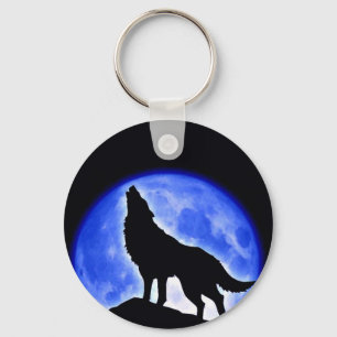 Wolf Howling bij Moon Sleutelhanger