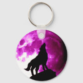 Wolf Howling bij Moon Sleutelhanger (Voorkant)