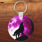 Wolf Howling bij Moon Sleutelhanger (Voorkant)
